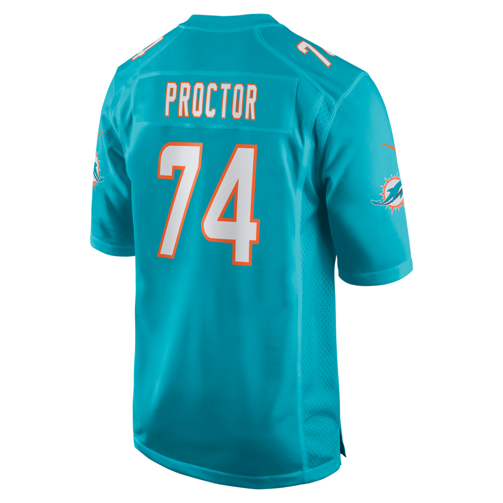 Kadyn Proctor Miami Dolphins Game Jersey - Aqua