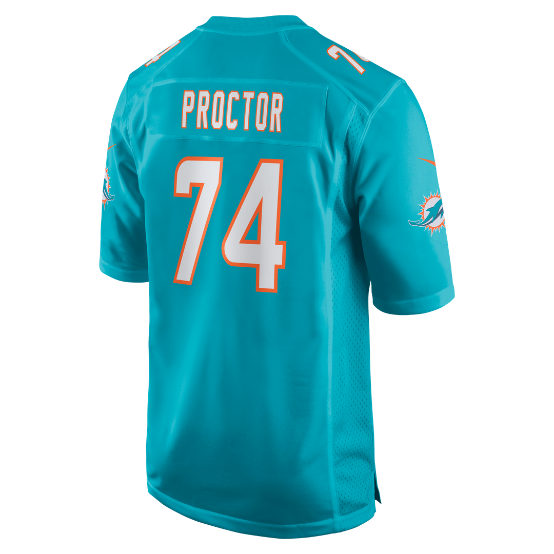 Kadyn Proctor Miami Dolphins Game Jersey - Aqua