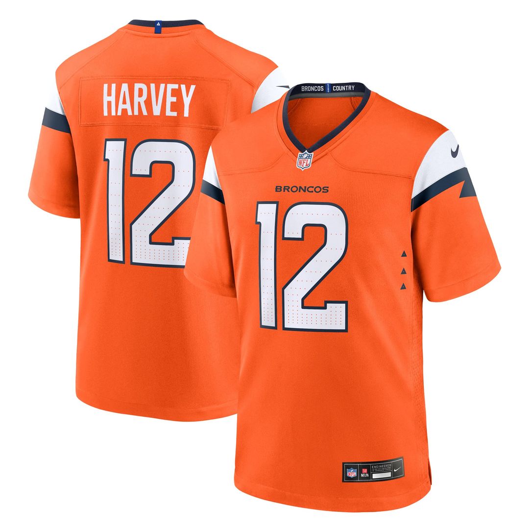 RJ Harvey Denver Broncos Game Jersey - Orange