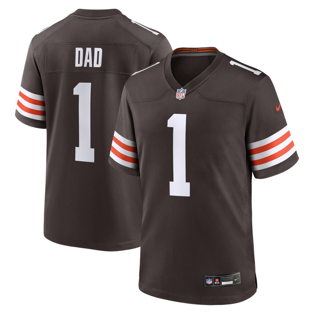 Number 1 Dad Cleveland Browns Game Jersey - Brown