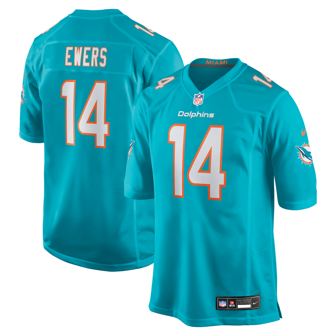 Quinn Ewers Miami Dolphins Game Jersey - Aqua