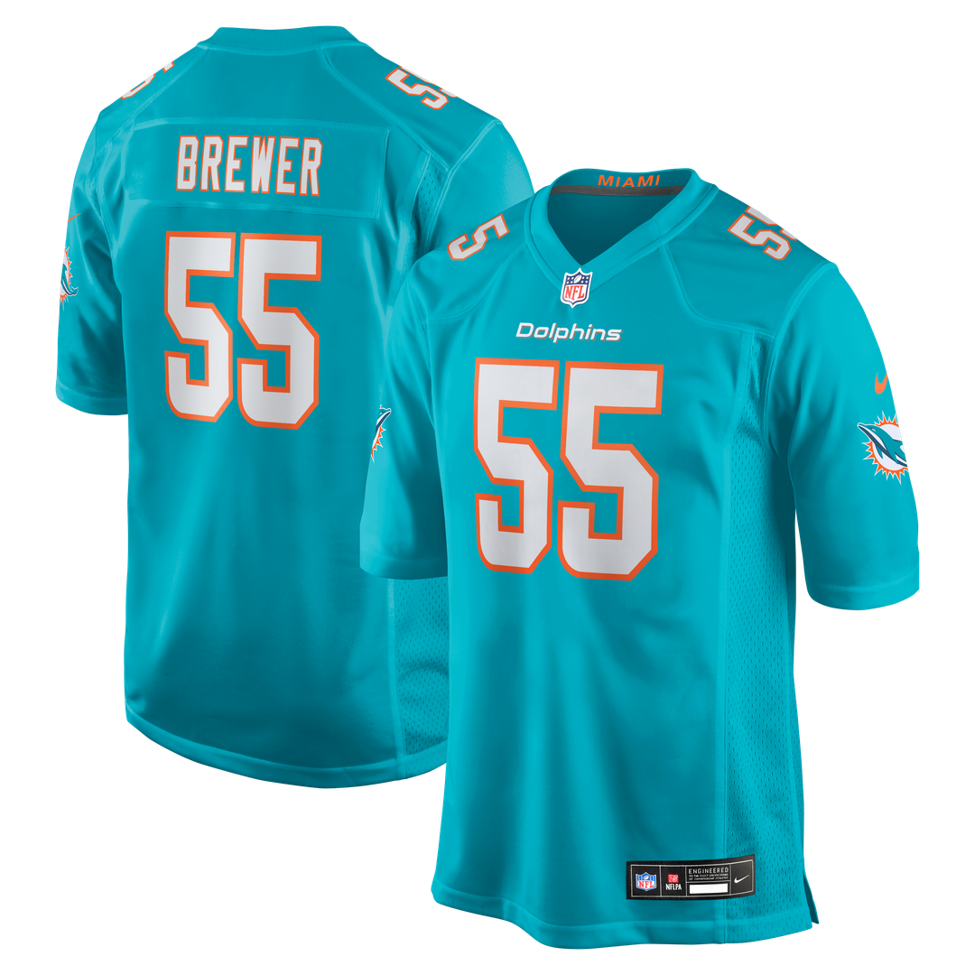 Aaron Brewer Miami Dolphins Game Jersey - Aqua