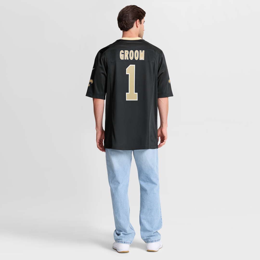 Number 1 Groom New Orleans Saints Game Jersey - Black