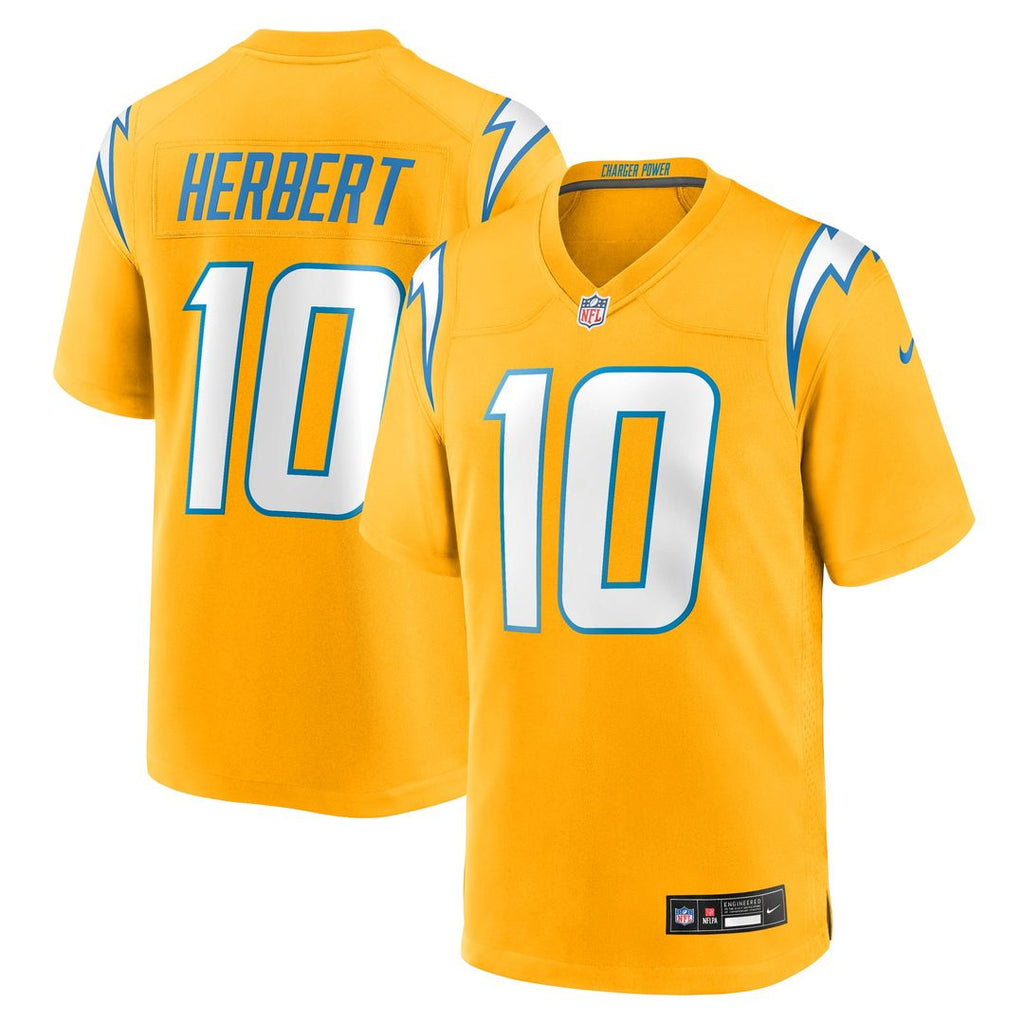 Justin Herbert Los Angeles Chargers Alternate Charger Power Game Jersey - Gold