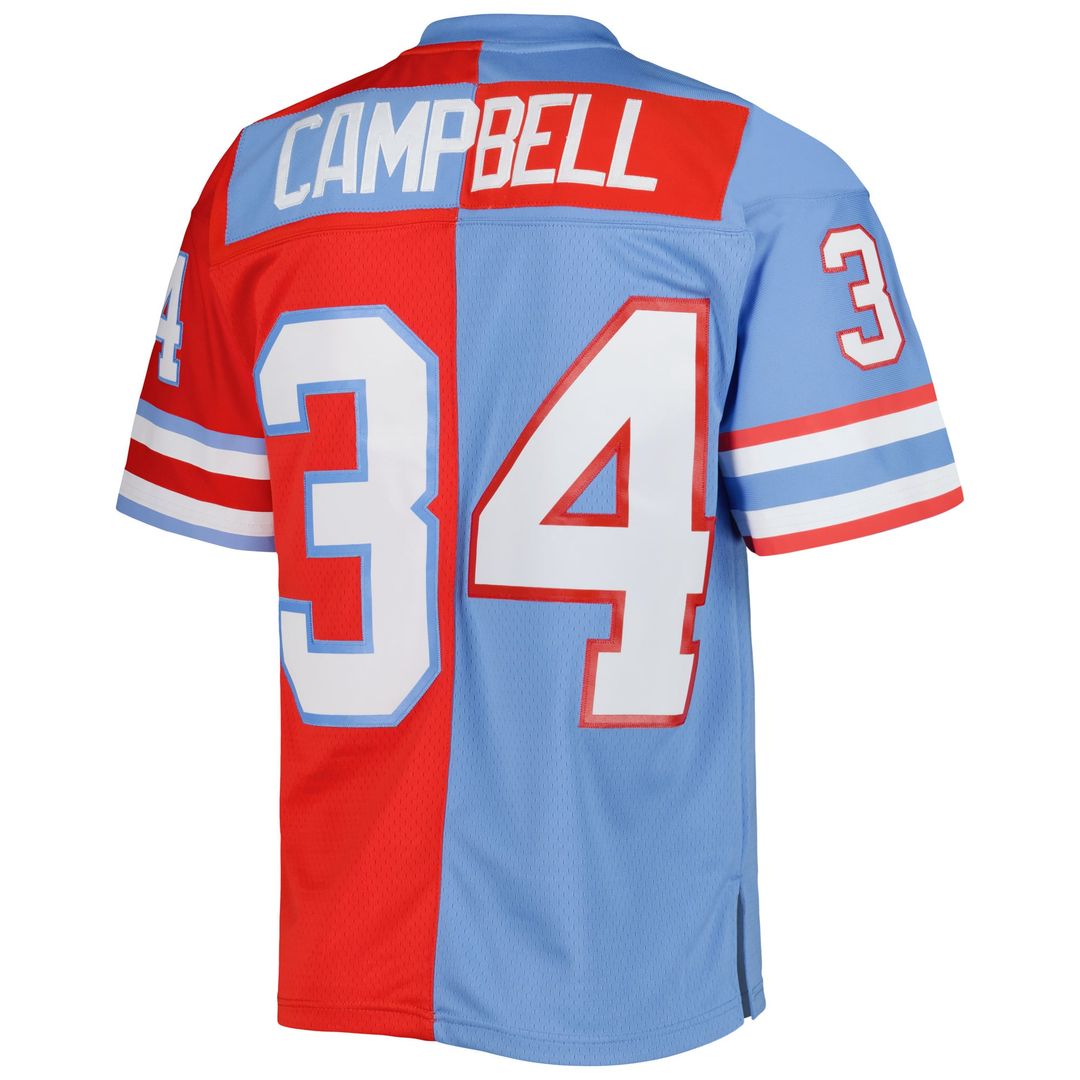 Earl Campbell Houston Oilers Gridiron Classics 1980 Split Legacy Replica Jersey - Red/Light Blue