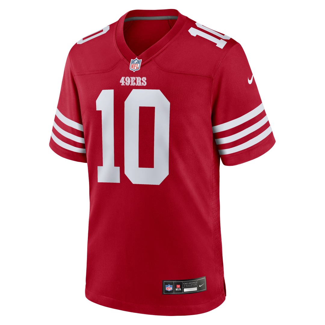 Mac Jones San Francisco 49ers Game Jersey - Scarlet