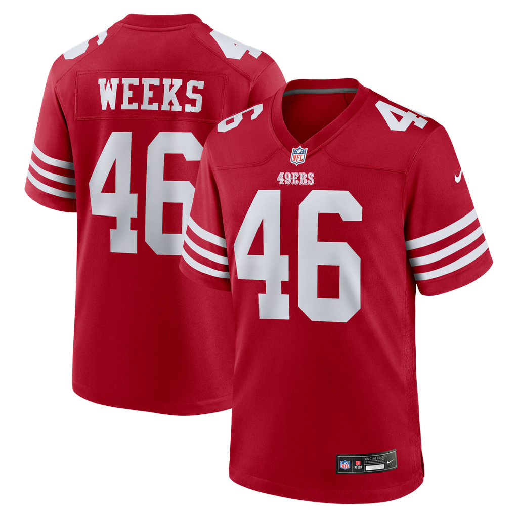 Jon Weeks San Francisco 49ers Game Jersey - Scarlet
