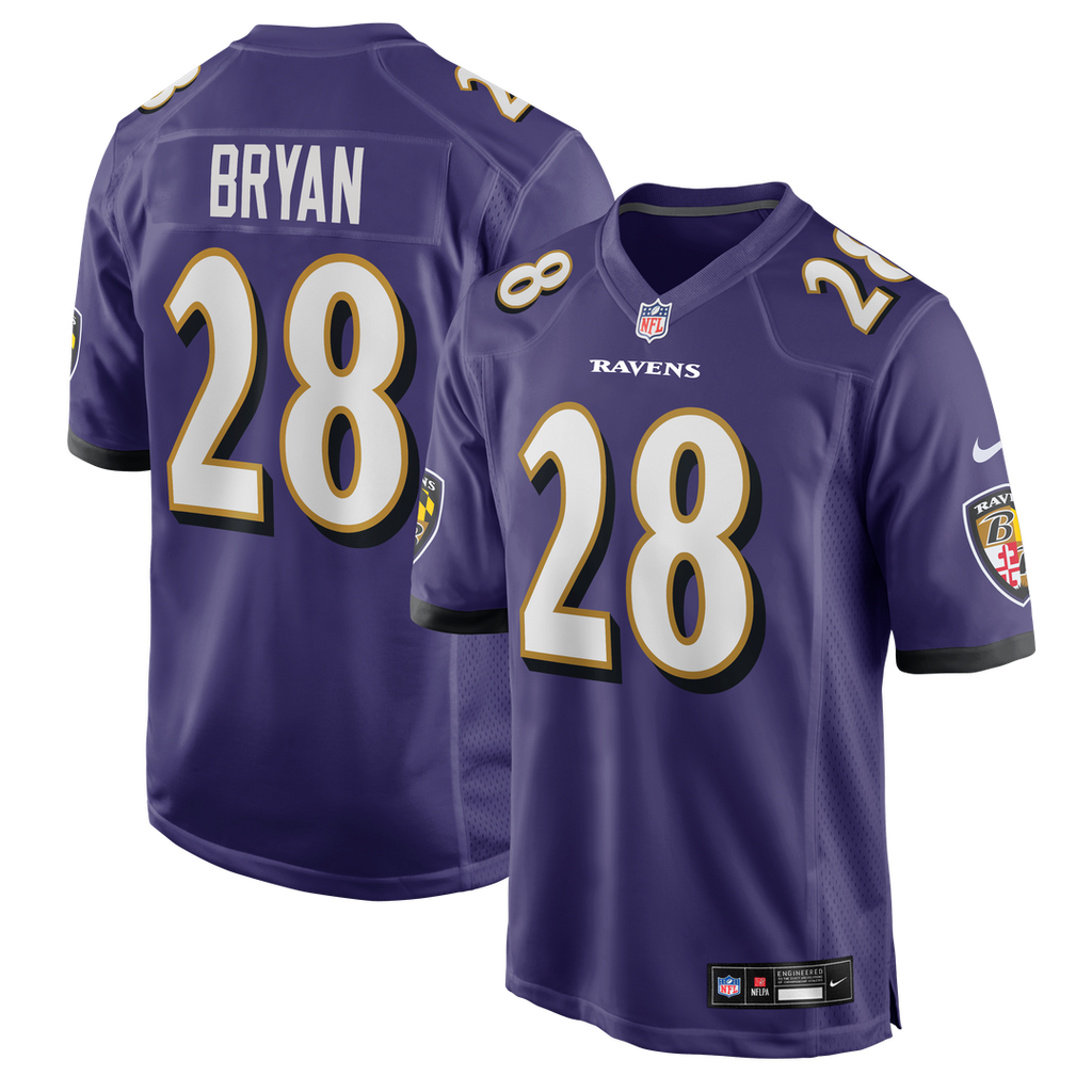 Taven Bryan Baltimore Ravens Game Jersey - Purple