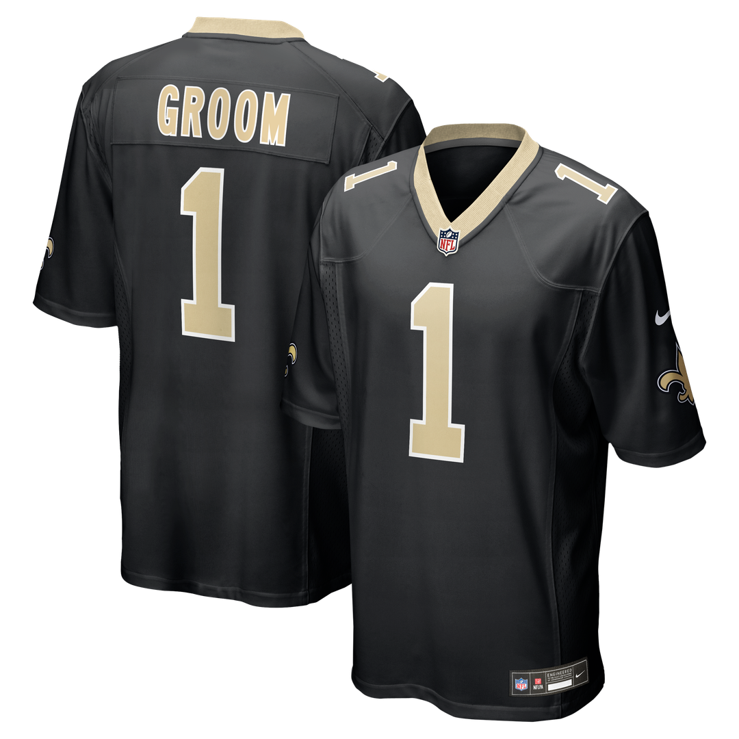 Number 1 Groom New Orleans Saints Game Jersey - Black