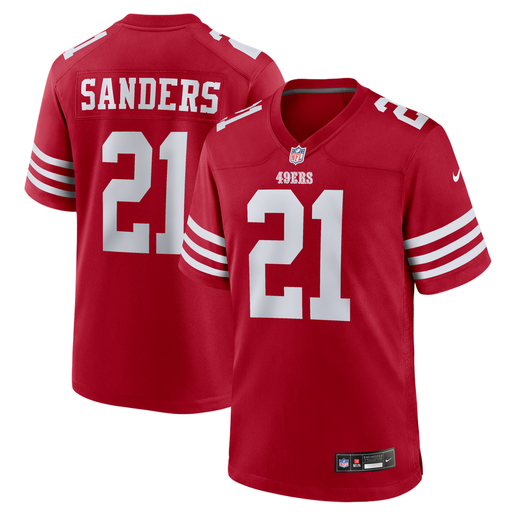 Deion Sanders San Francisco 49ers Game Jersey - Scarlet