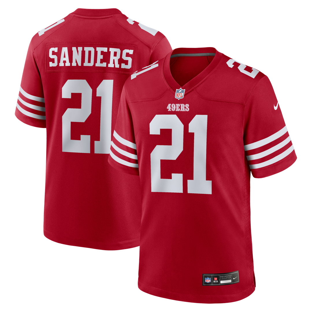 Deion Sanders San Francisco 49ers Game Jersey - Scarlet