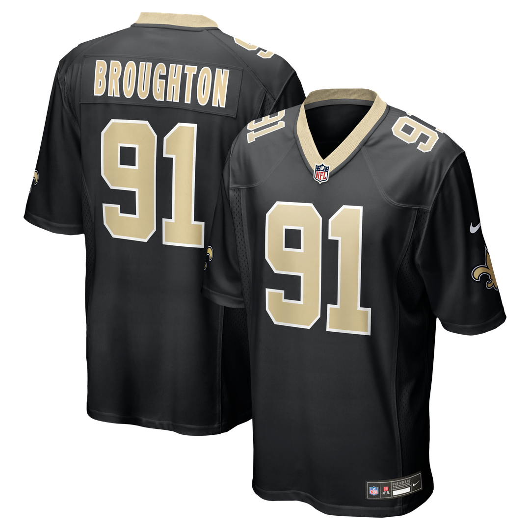 Vernon Broughton New Orleans Saints Game Jersey - Black
