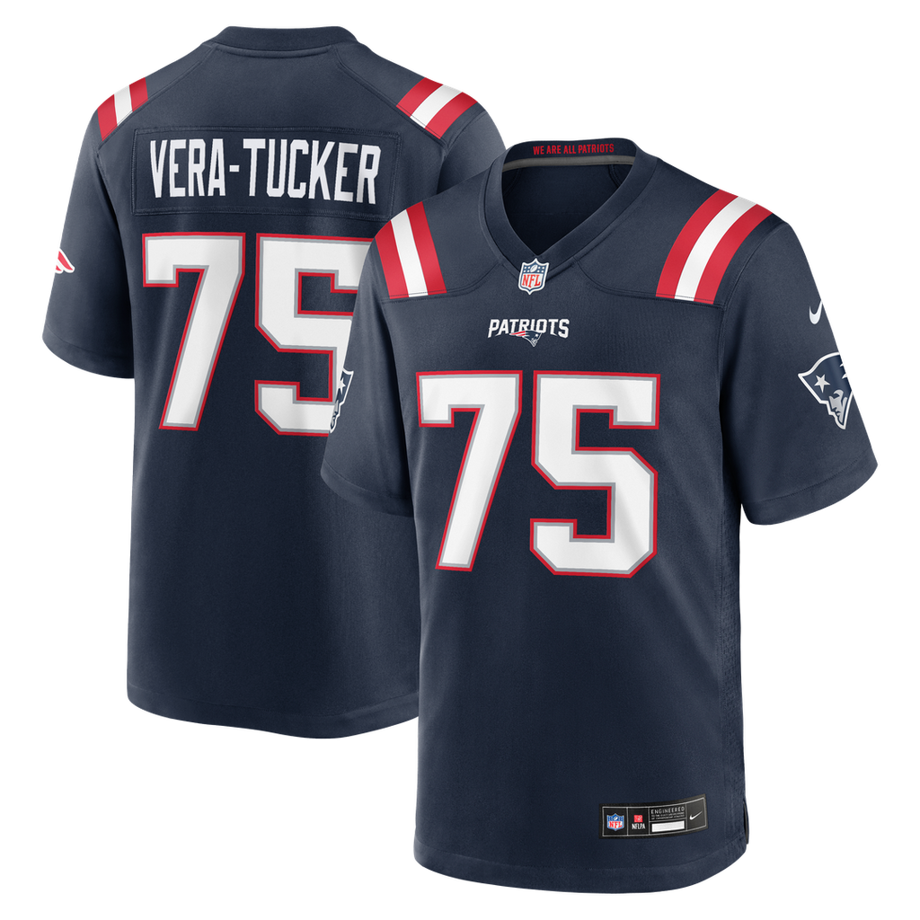 Alijah Vera-Tucker New England Patriots Game Jersey - Navy