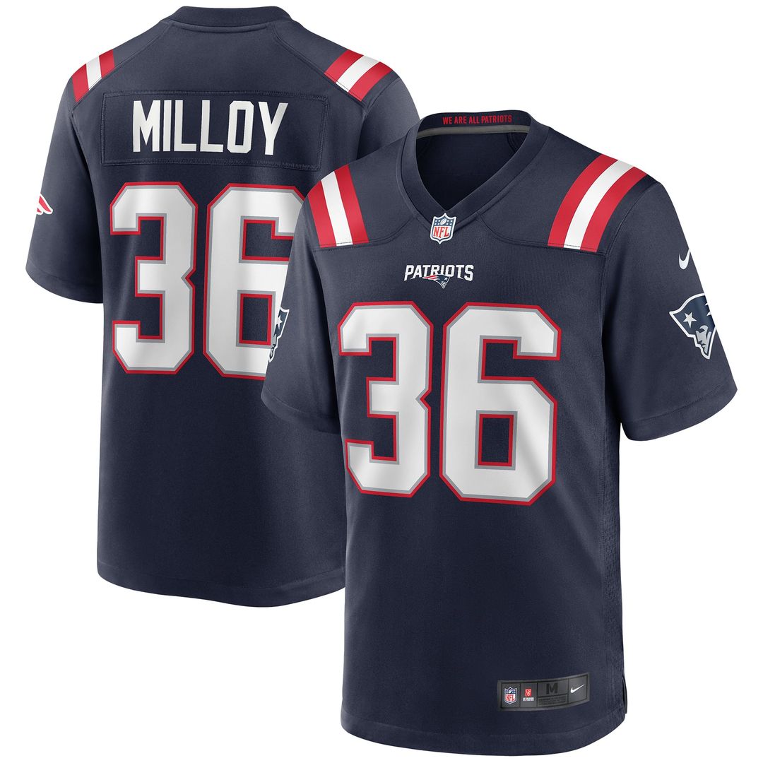 Lawyer Milloy New England Patriots Game Jersey - Navy