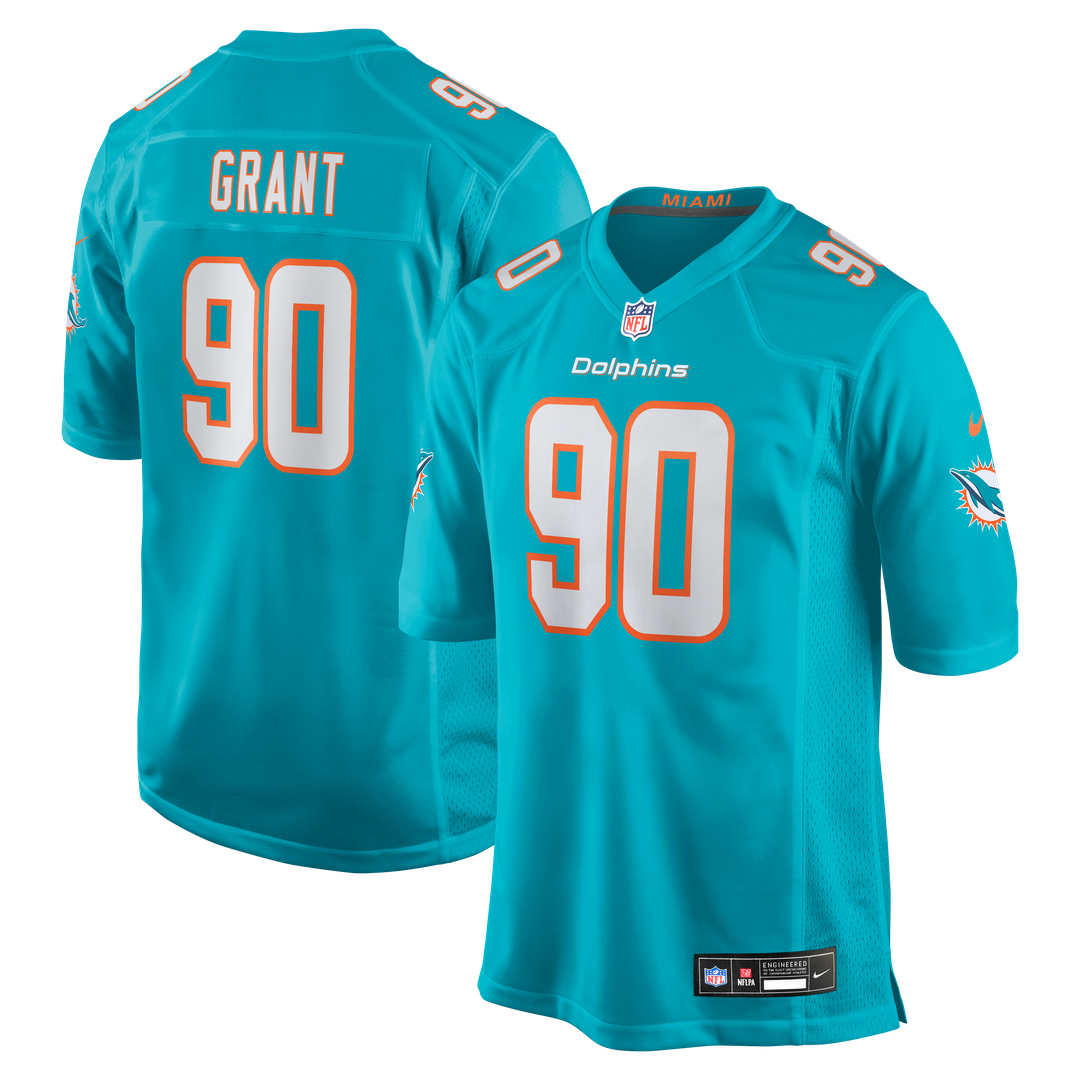Kenneth Grant Miami Dolphins Game Jersey - Aqua