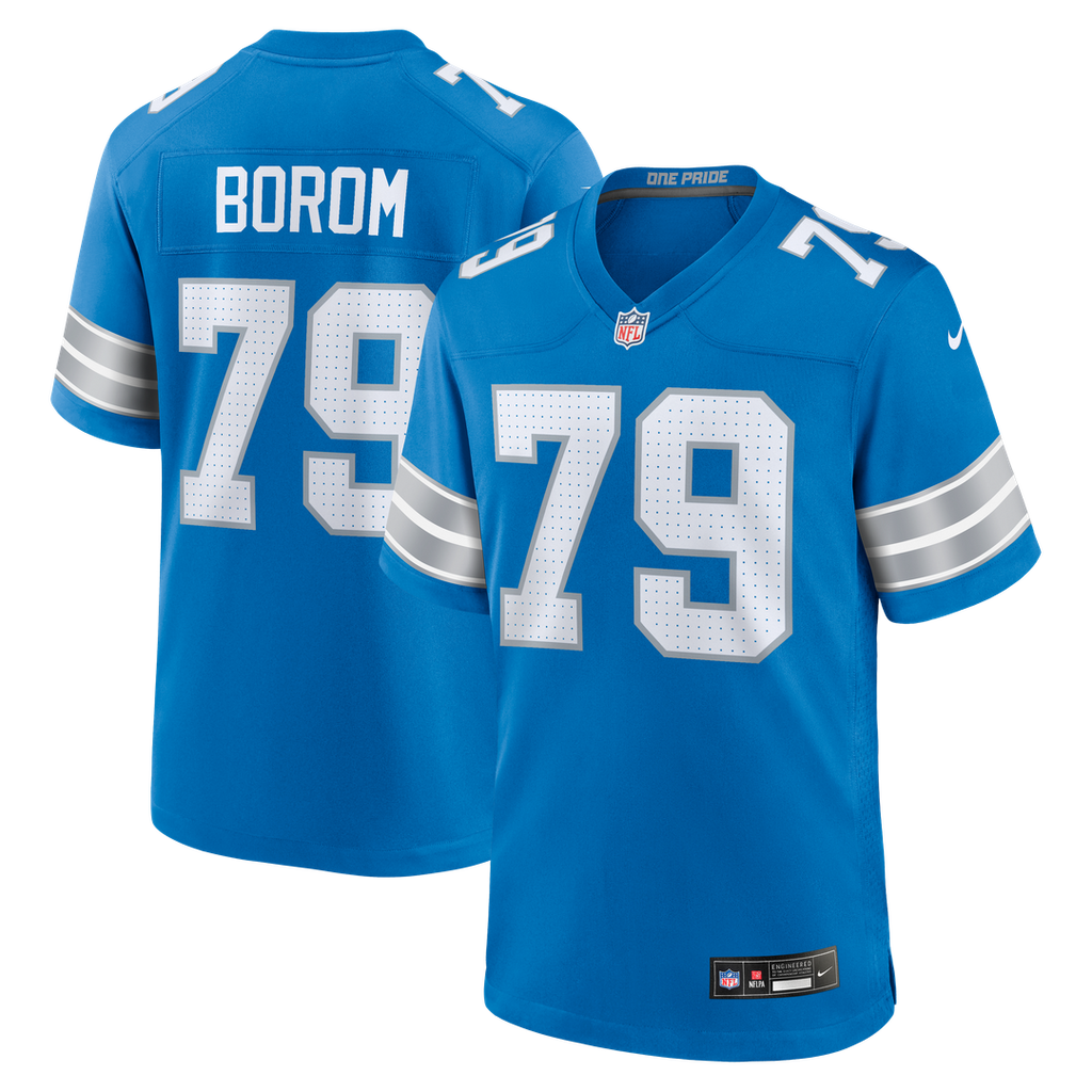 Larry Borom Detroit Lions Game Jersey - Blue