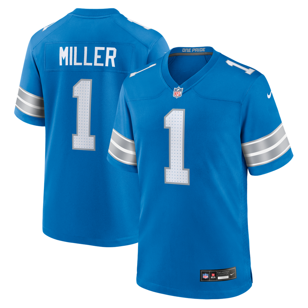 Blake Miller Detroit Lions Game Jersey - Blue