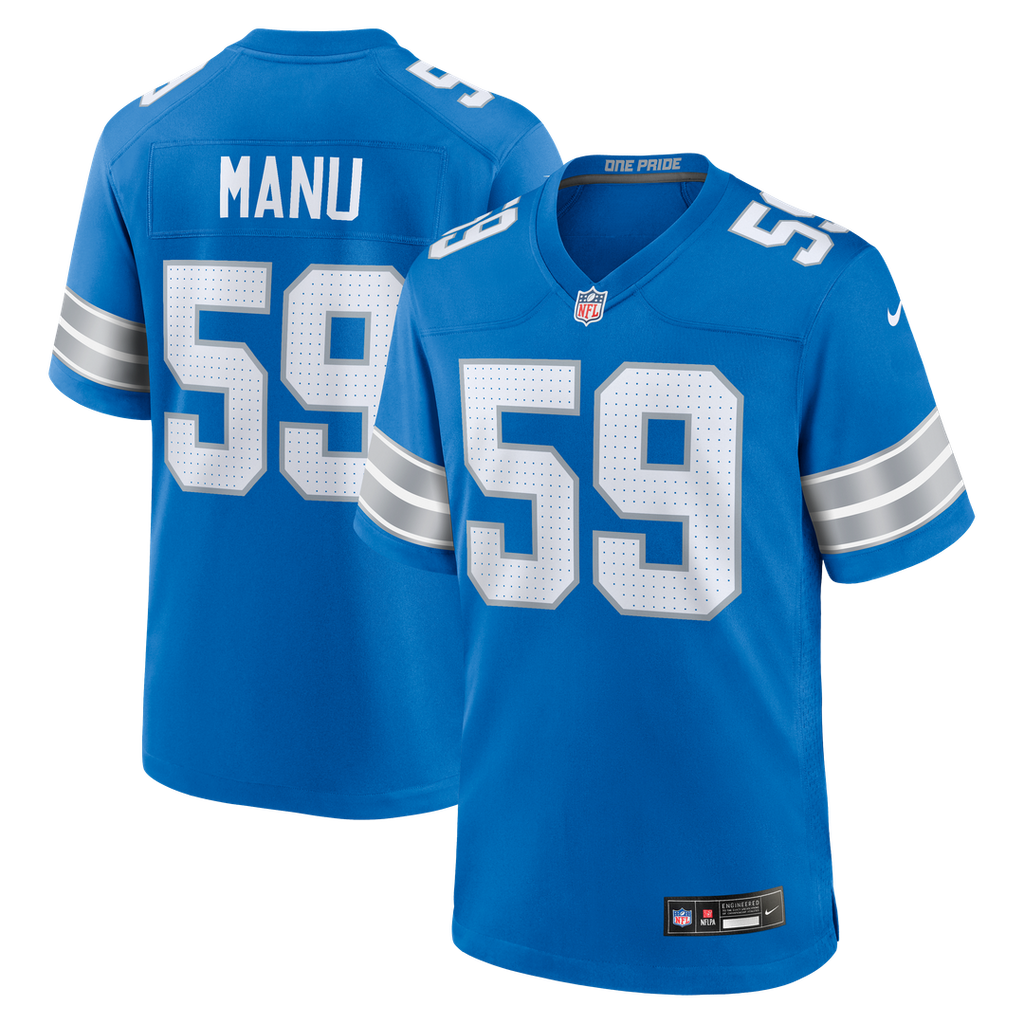 Giovanni Manu Detroit Lions Game Jersey - Blue
