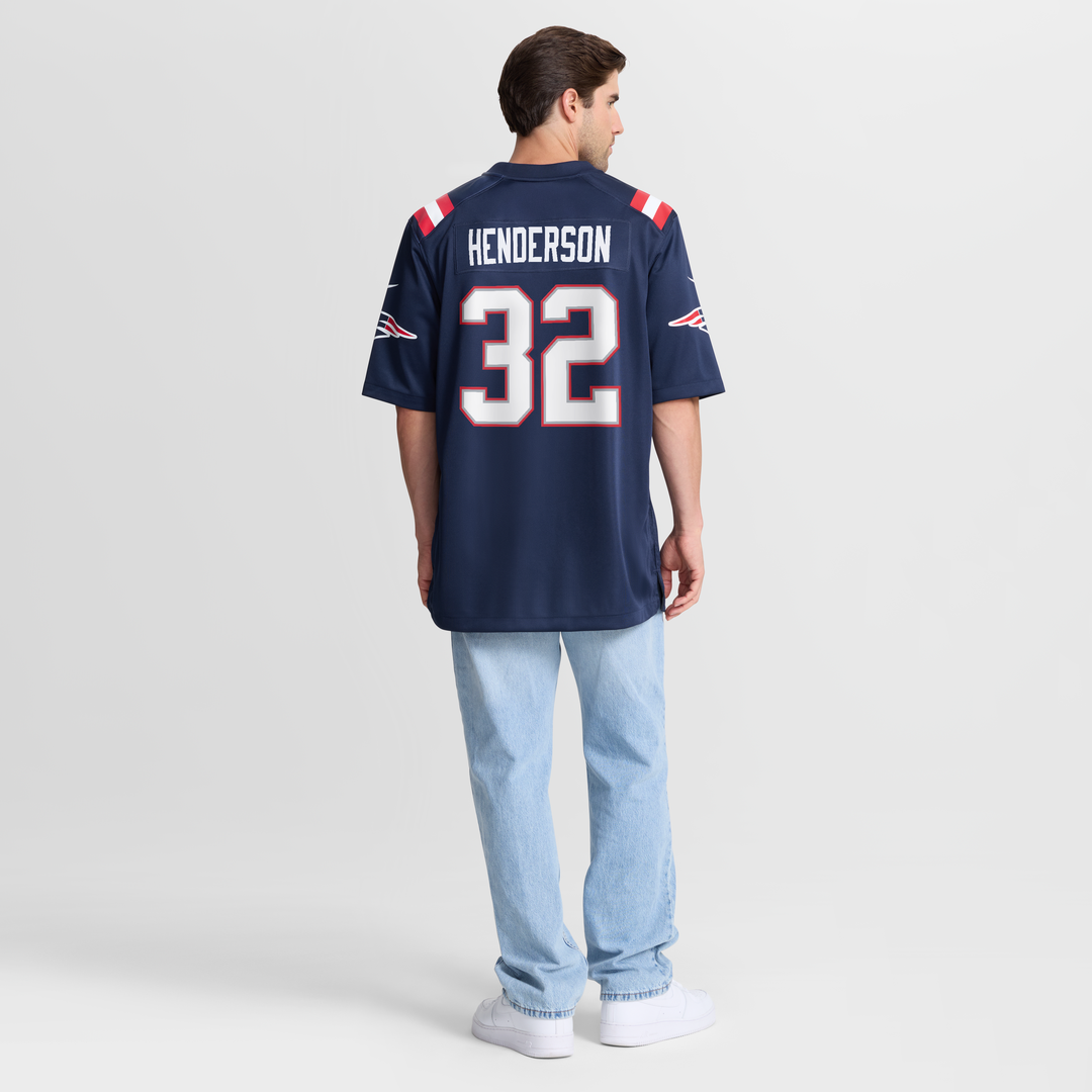 TreVeyon Henderson New England Patriots 2025 NFL Draft Game Jersey - Navy