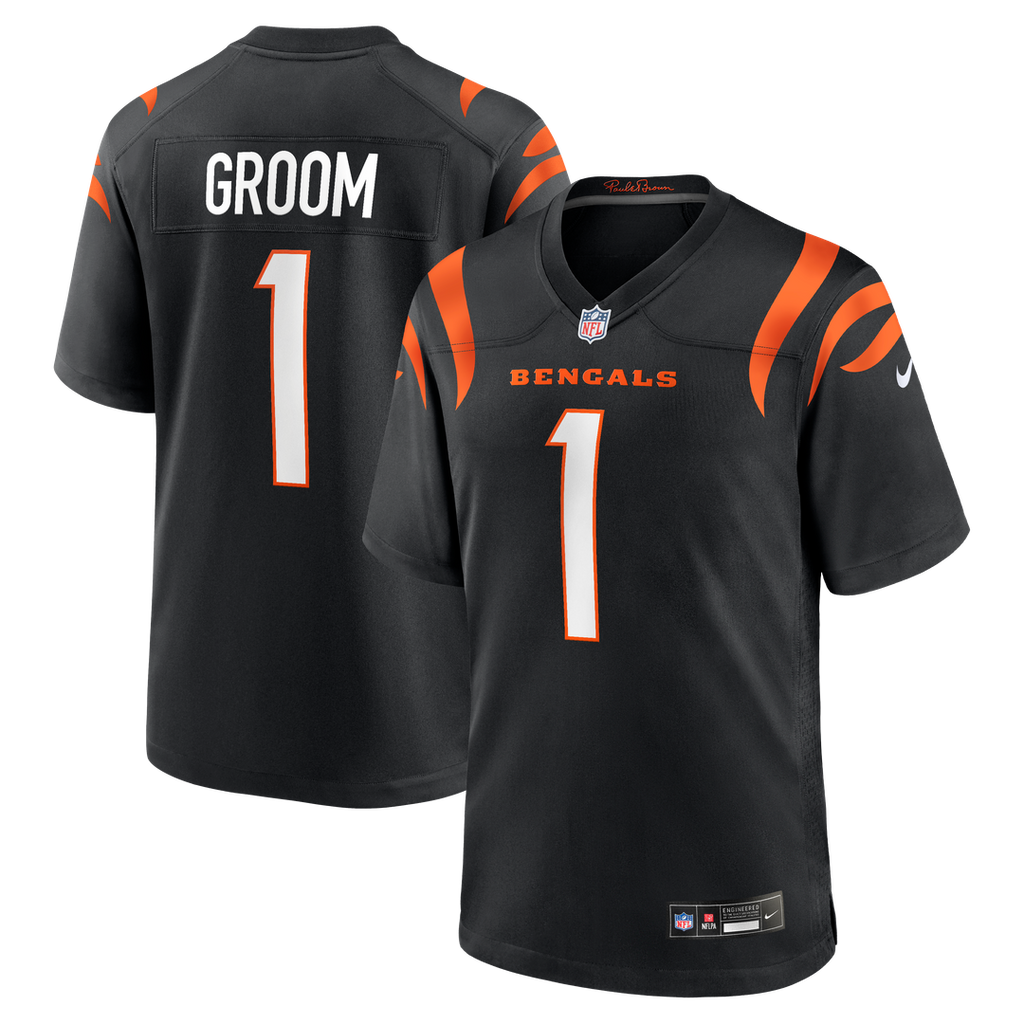Number 1 Groom Cincinnati Bengals Game Jersey - Black