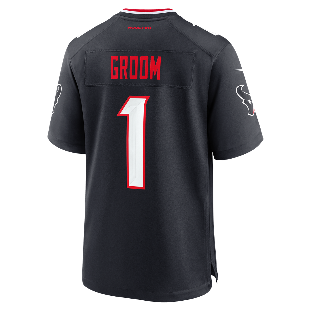 Number 1 Groom Houston Texans Game Jersey - Navy