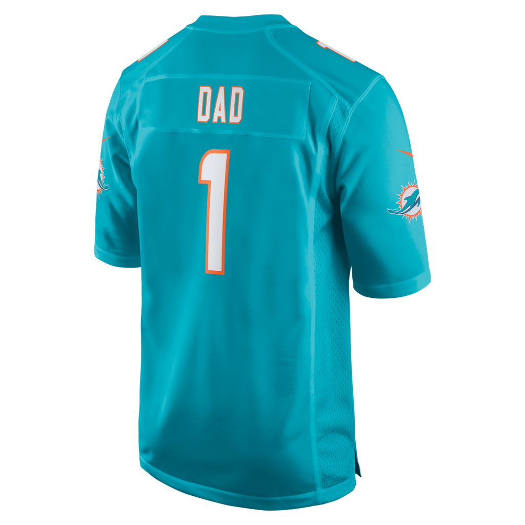 Number 1 Dad Miami Dolphins Game Jersey - Aqua