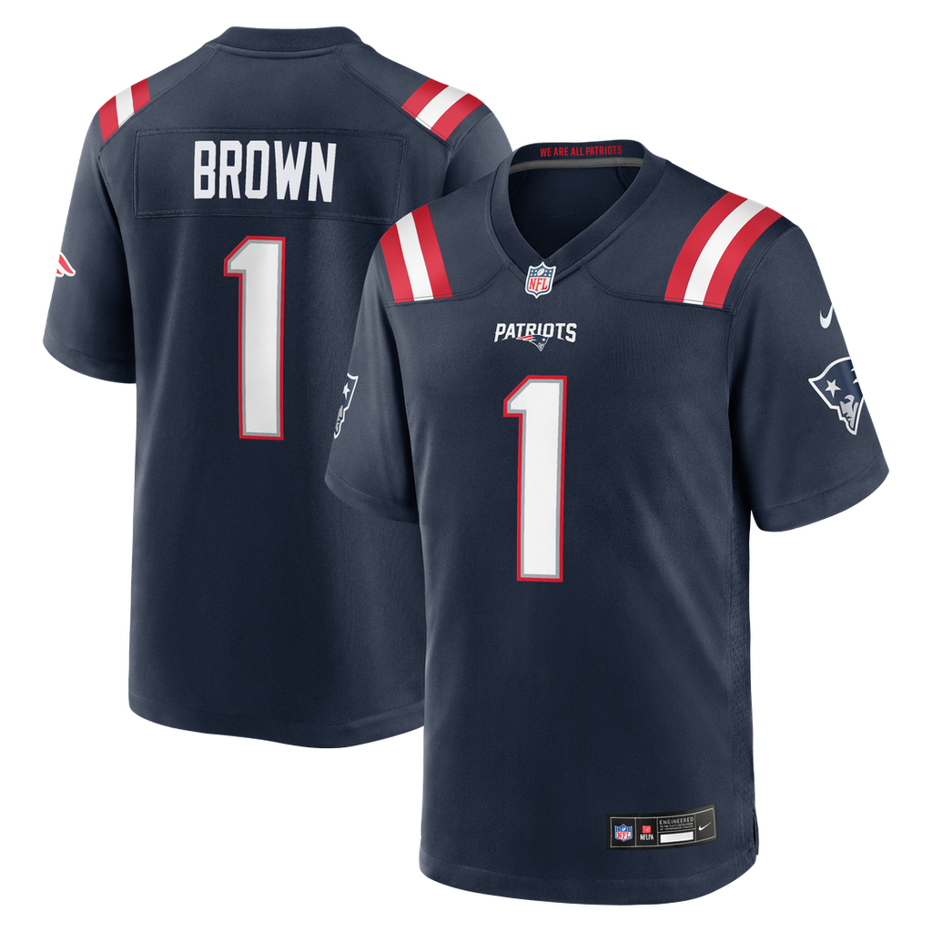 A.J. Brown New England Patriots Game Jersey - Navy