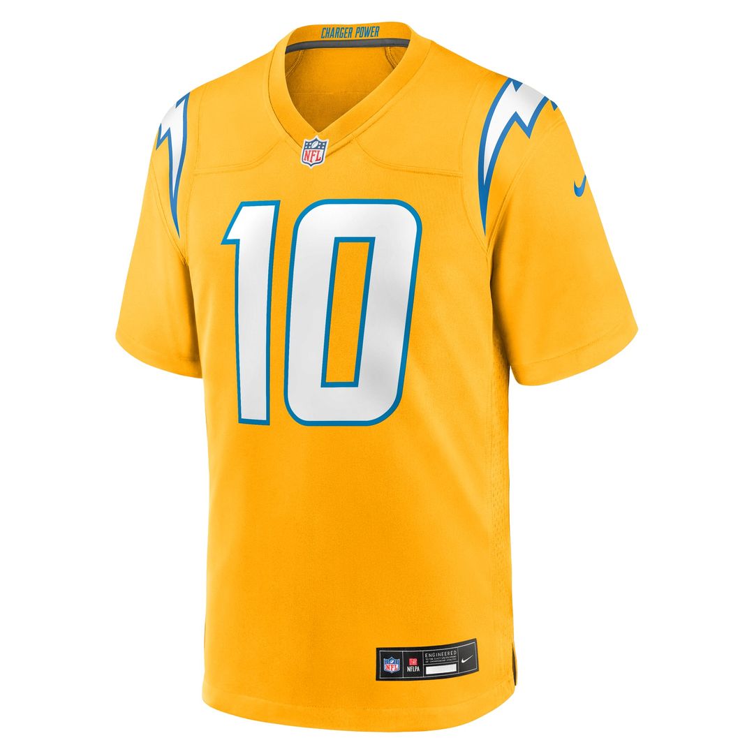 Justin Herbert Los Angeles Chargers Alternate Charger Power Game Jersey - Gold