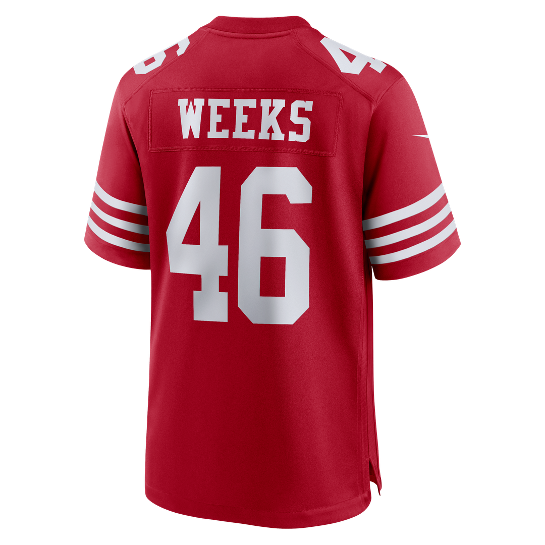 Jon Weeks San Francisco 49ers Game Jersey - Scarlet
