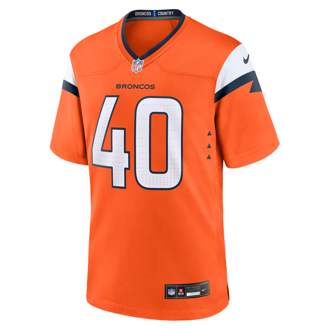 Justin Strnad Denver Broncos Game Jersey - Orange