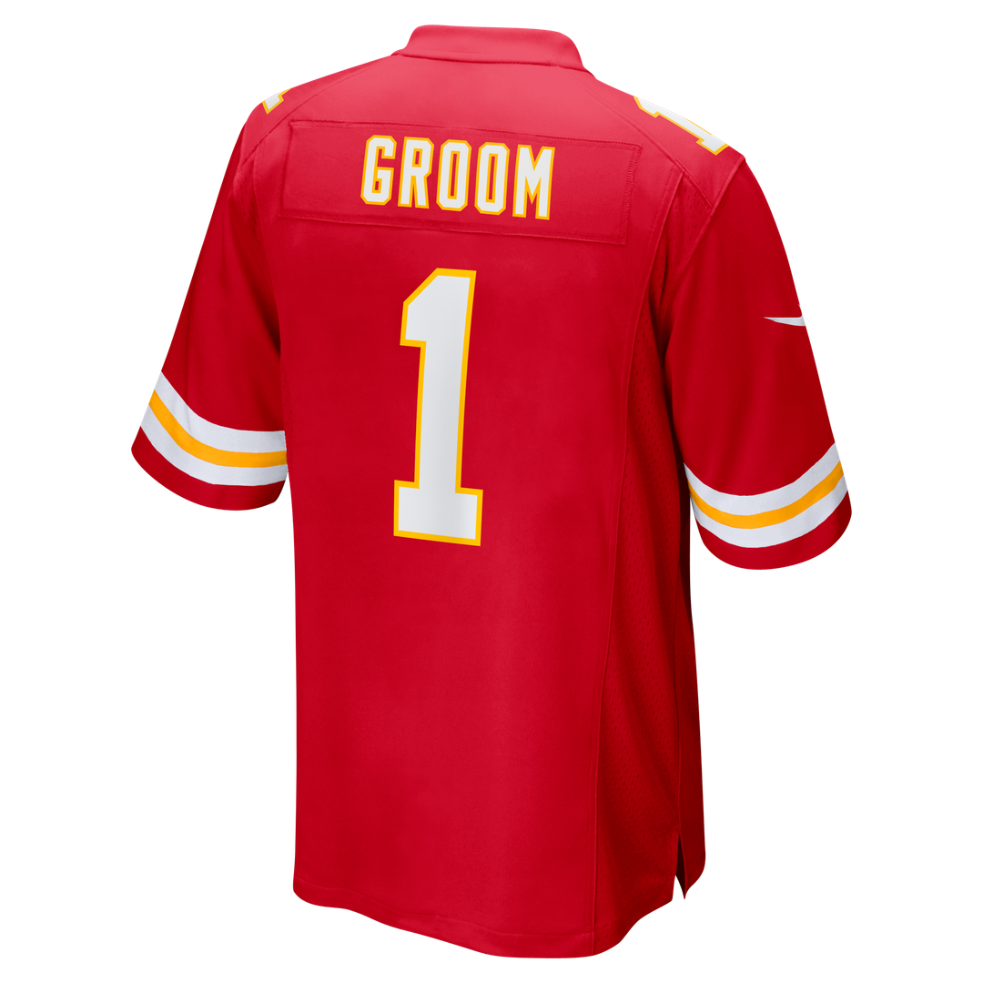 Number 1 Groom Kansas City Chiefs Game Jersey - Red