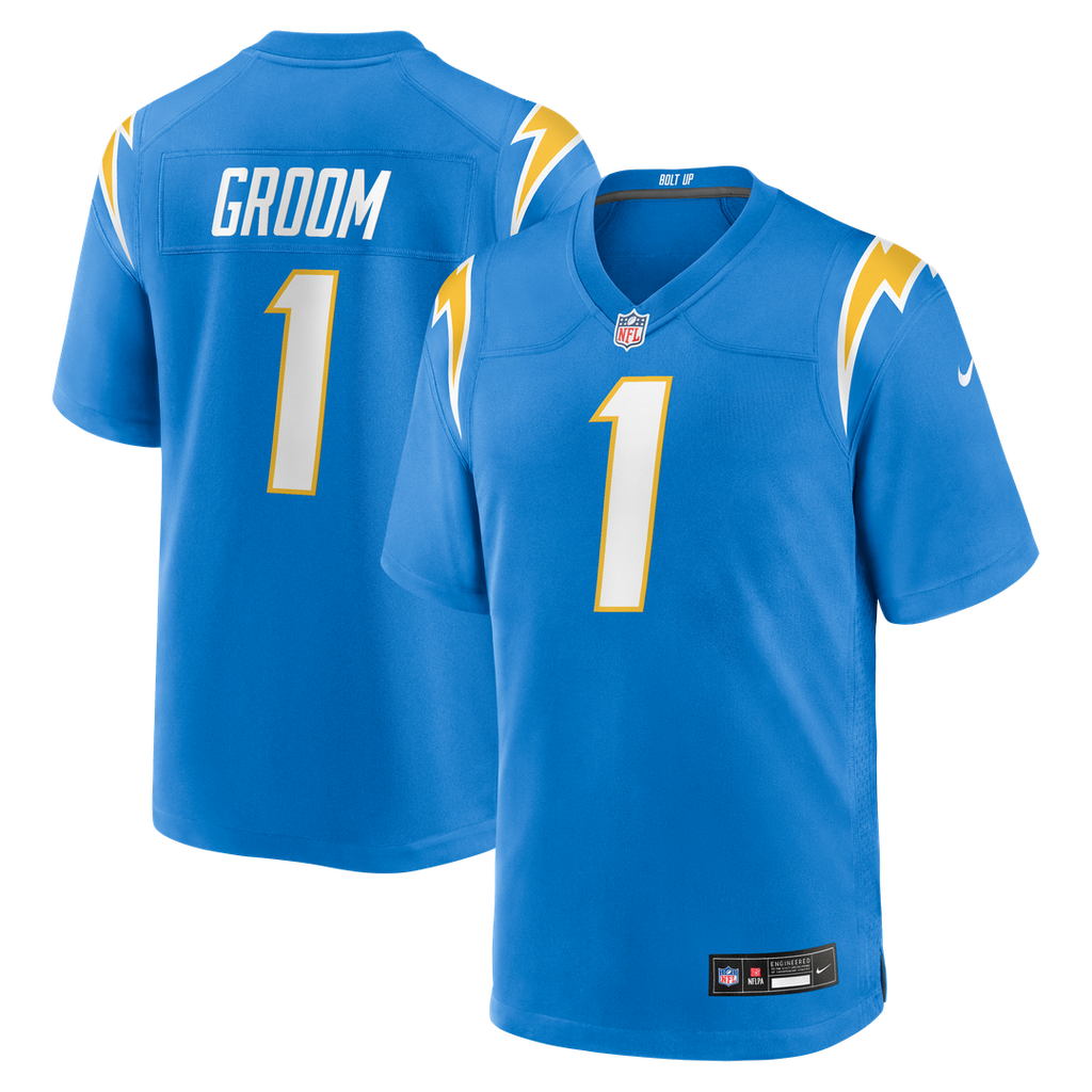 Number 1 Groom Los Angeles Chargers Game Jersey - Powder Blue