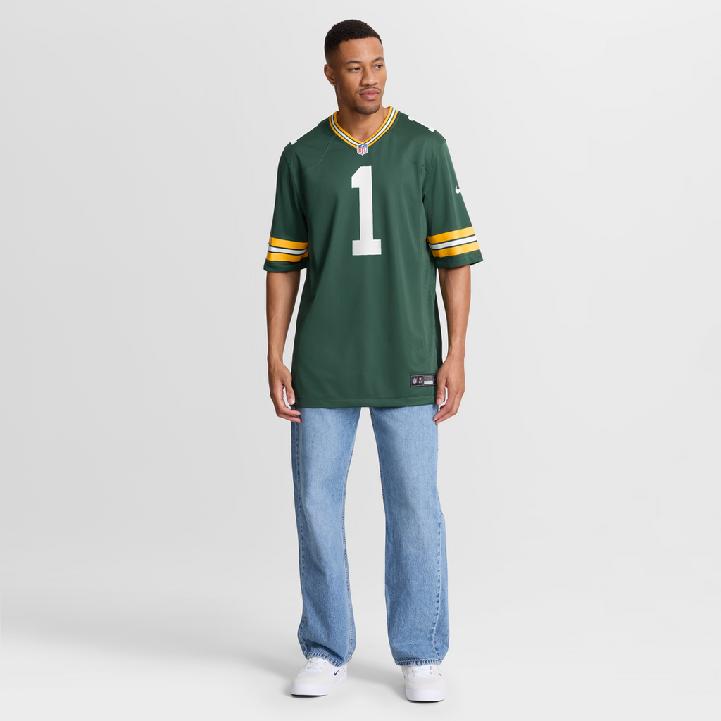 Number 1 Groom Green Bay Packers Game Jersey - Green
