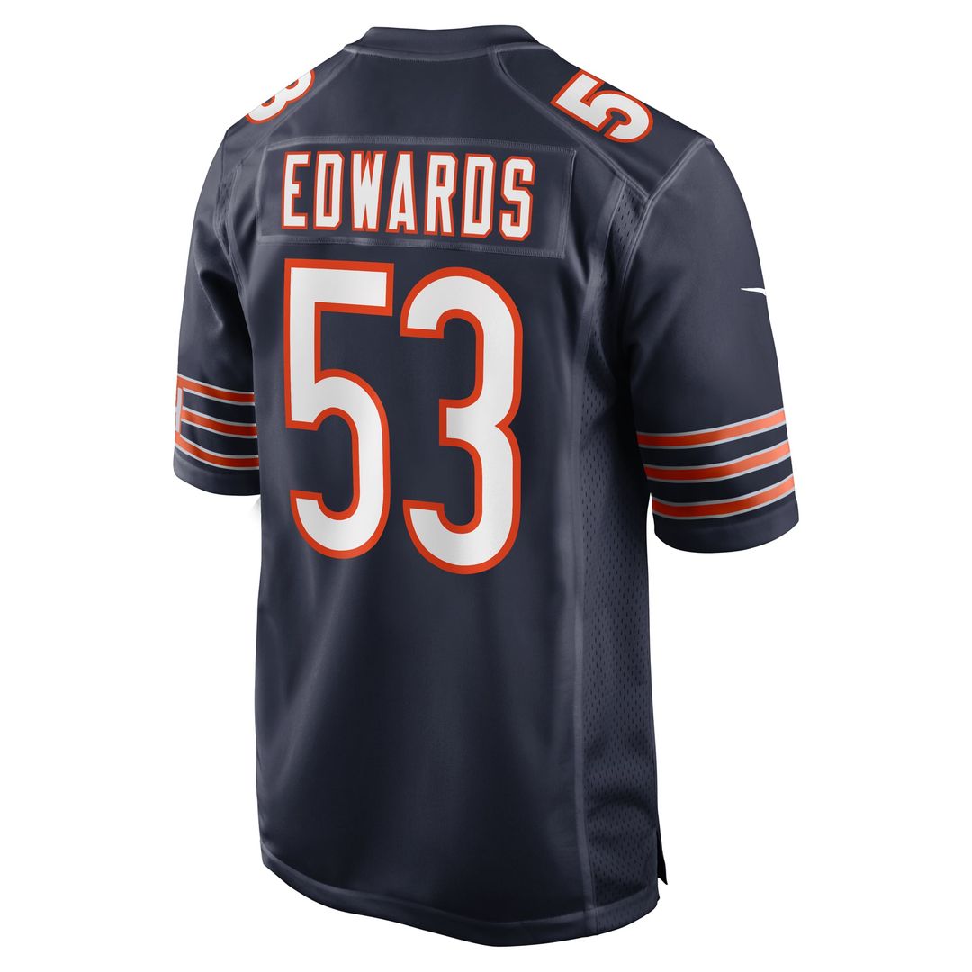 TJ Edwards Chicago Bears Game Jersey - Navy