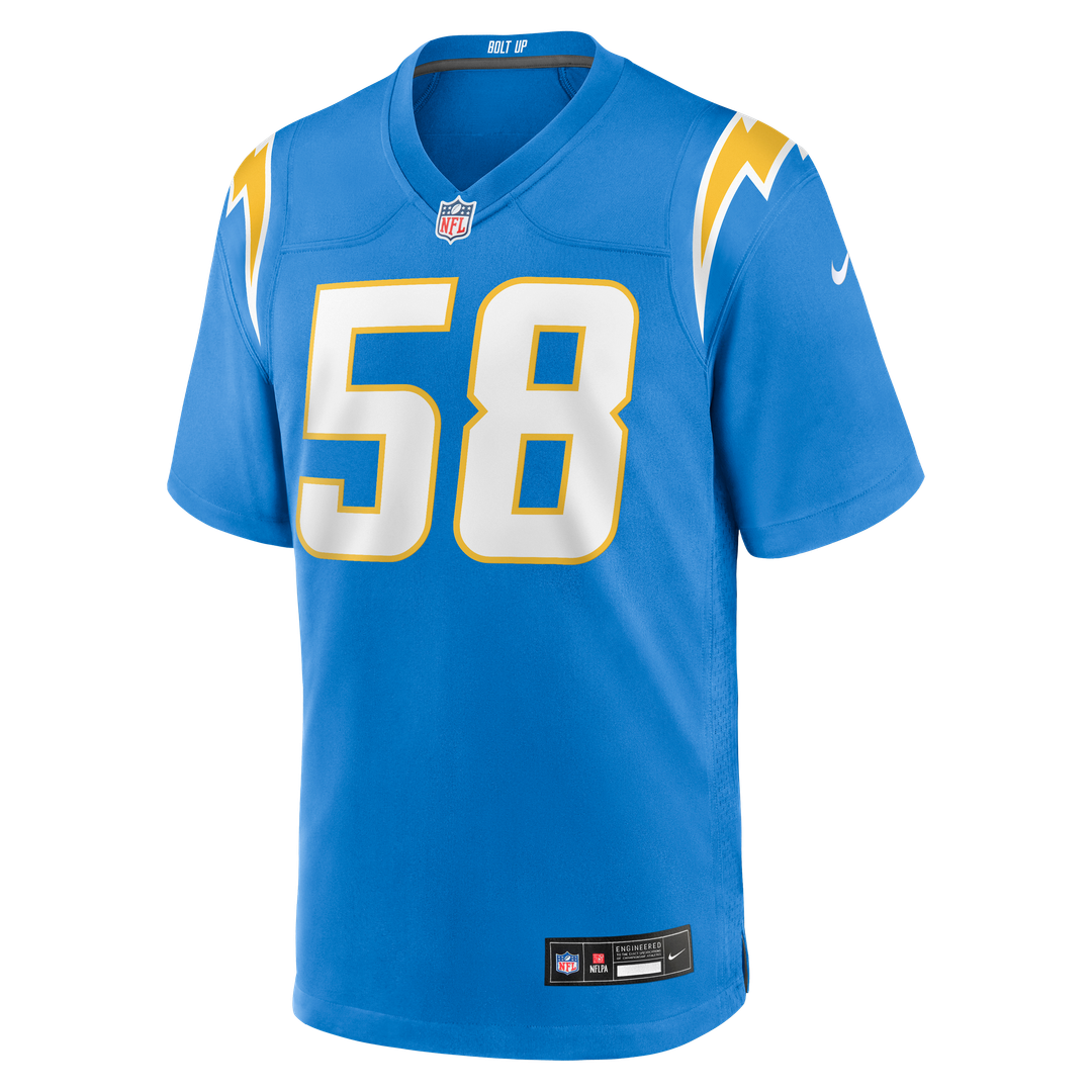 Marlowe Wax Los Angeles Chargers Game Jersey - Powder Blue