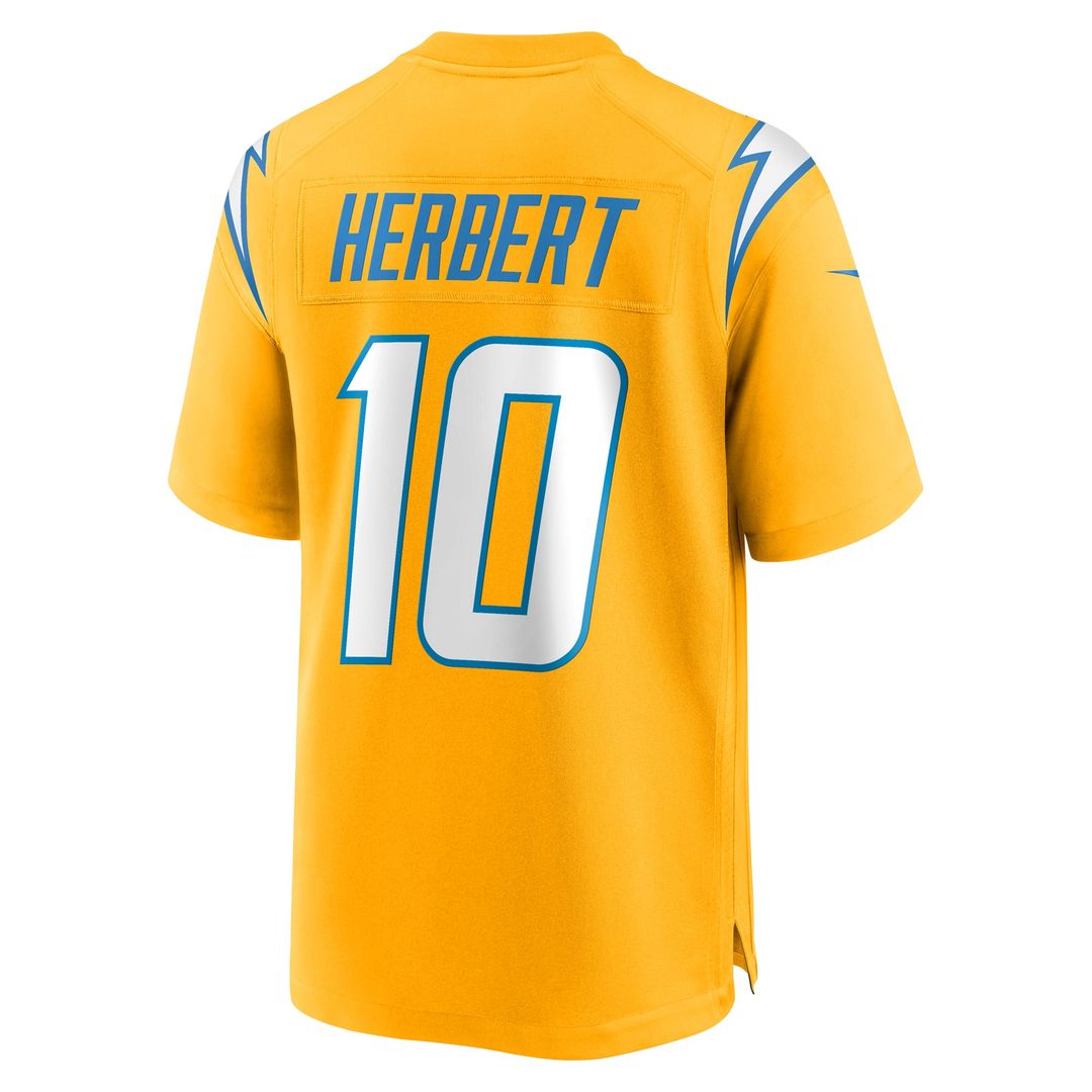 Justin Herbert Los Angeles Chargers Alternate Charger Power Game Jersey - Gold