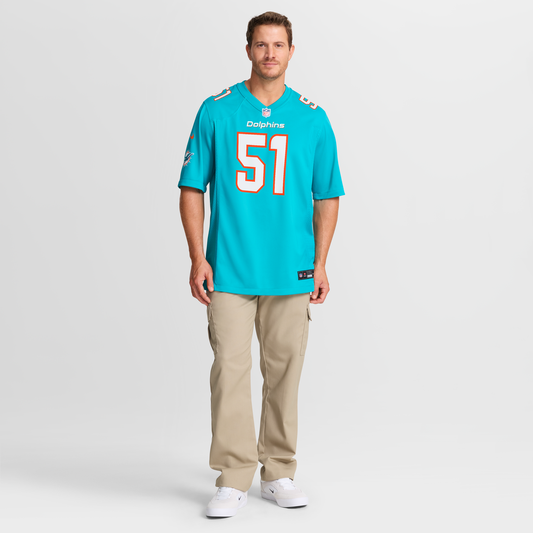 David Long Jr. Miami Dolphins Game Jersey - Aqua