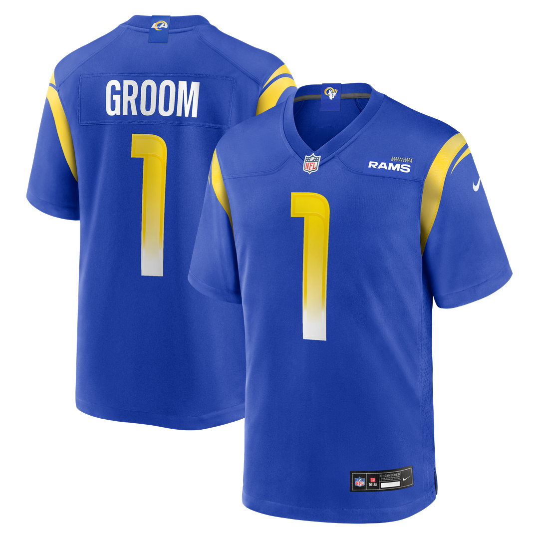 Number 1 Groom Los Angeles Rams Game Jersey - Royal Blue