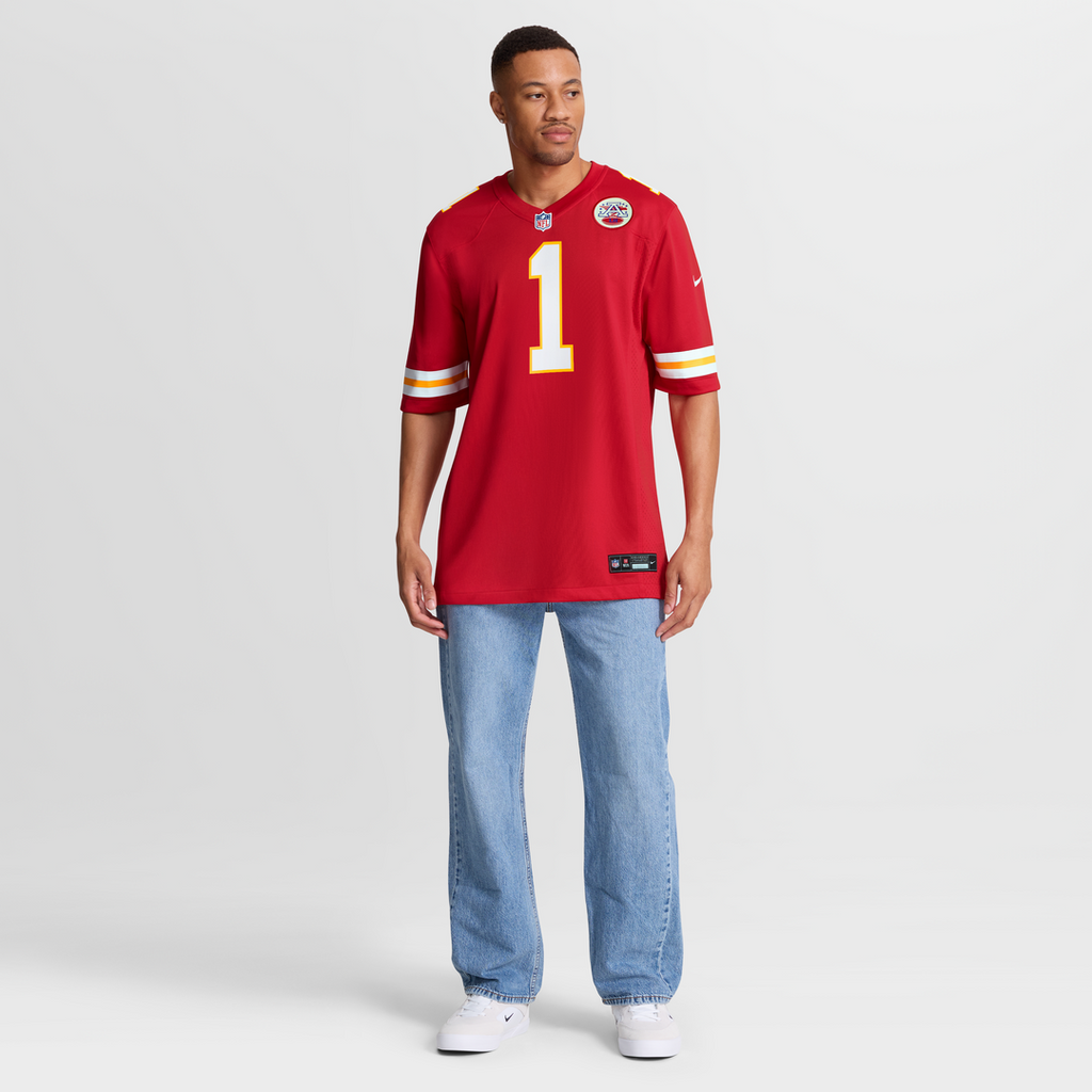 Number 1 Groom Kansas City Chiefs Game Jersey - Red