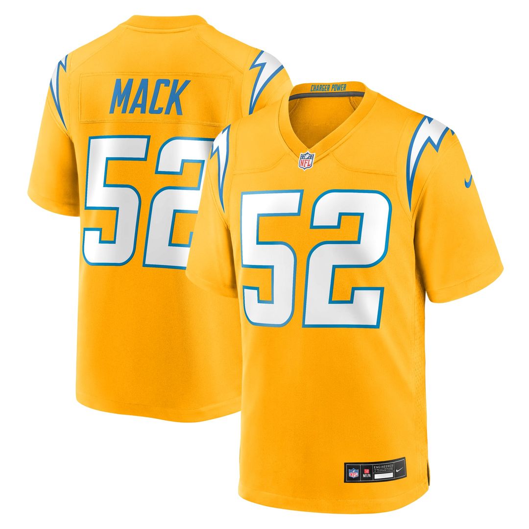 Khalil Mack Los Angeles Chargers Alternate Charger Power Game Jersey - Gold